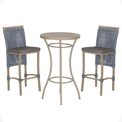Mesa Bistro E 2 Banquetas Roma Fendi Corda Náutica 11 Prata