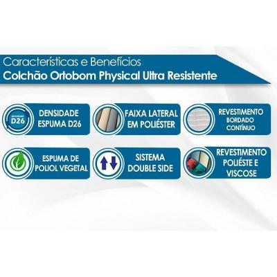 Cama Box Solteiro: Colchão Espuma Ortobom Physical Ultra Resistente + Base CRC Suede Gray(88x188)