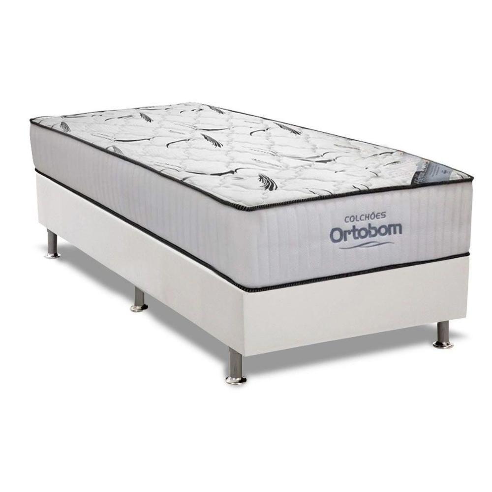 Cama Box Solteiro: Colchão Espuma Ortobom D45 High Foam + Base Crc Courano White(88X188) - 2