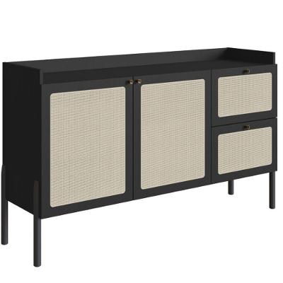 Balcão Buffet 139cm Com Pés De Madeira Oslo - Nero