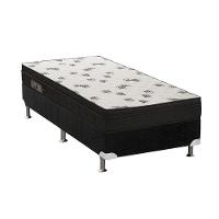 Cama Box Solteiro: Colchão Espuma Ortobom D45 Light Ortopilow + Base CRC Suede Black(88x188) - 1