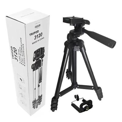 Tripé para Câmeras e Celulares OEM Tripod 3110 Altura Ajustável 1 e 02m com Rotação 360° Preto