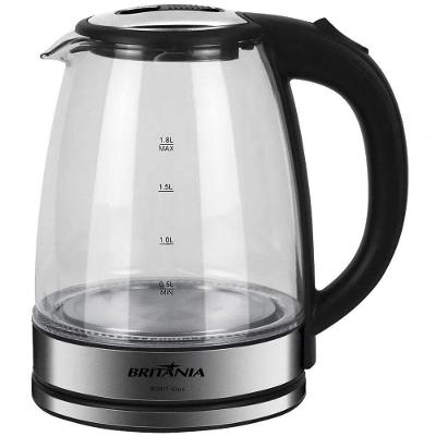Chaleira Elétrica Britânia BCH11 Glass Inox 1500W 1.8L em Aço Inox Inox 220V