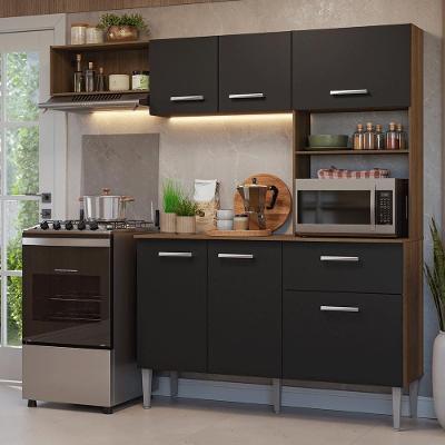 Armário De Cozinha Compacta 196cm Rustic/preto Aura Madesa Rustic/preto