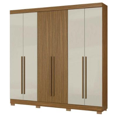 Guarda Roupa Casal 2030230 6 Portas 230 Cm Atacama Areia Ripado Armoveis