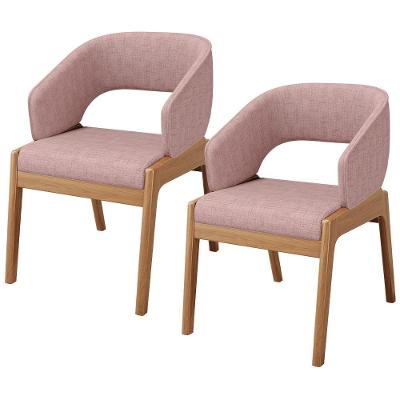 Kit 02 Cadeiras De Jantar E Estar Living Estofada Lince L02 Linho Rosa - Lyam Decor