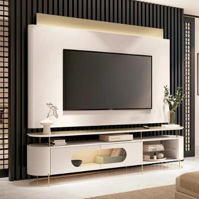 Painel Tv 85 Pol Nobre E Rack Bancada ária Off/champanhe - Hb Móveis
