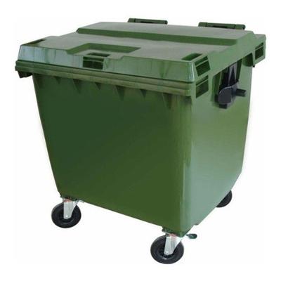 Contentor Plástico Capacidade 1000L com Rodas Giratórias e Tampa Articulada Verde Higipack