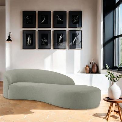 Divã Recamier Orgânico França 220cm Lado Direito Bouclé Verde Oliva