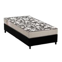 Cama Box Solteiro: Colchão Espuma Ortobom Physical Ultra Resistente + Base CRC Suede Black(88x188) - 1