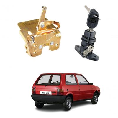 Kit Fechadura e Botão do porta-malas com Chave Uno G1 85 a 95 Compatível com Fiat Uno Universal