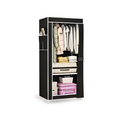 Guarda Roupa Solteiro e Closet Dobrável Organizador com Capa de Tecido em Metal com Cabideiro