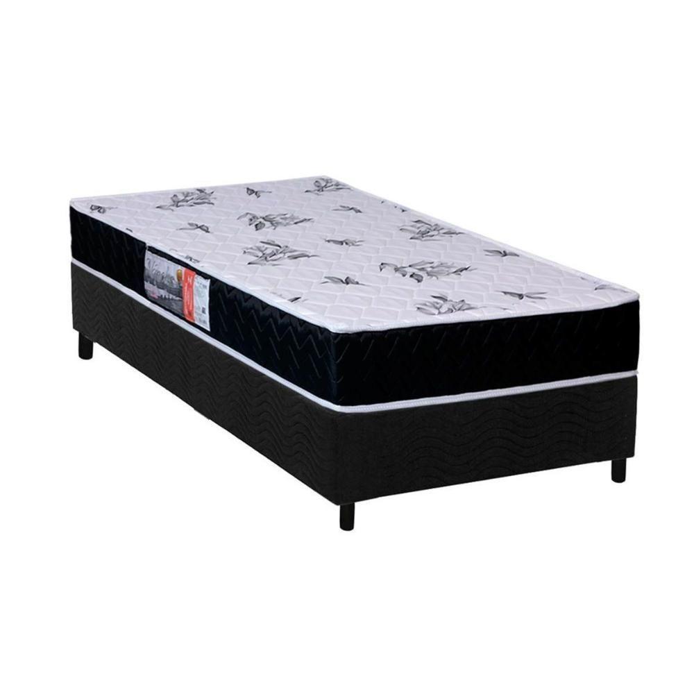 Cama Box Solteiro: Colchão Espuma Orthoflex D28 Nápoles + Base CRC Suede Black(88x188) - 1