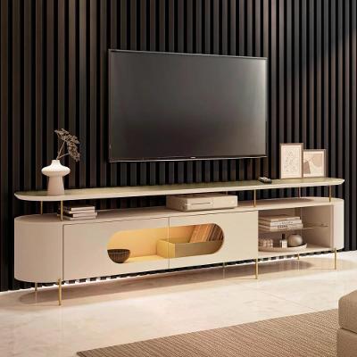 Rack Tv 85 Pol 220cm 2 Portas Com Led ária Off/champanhe - Hb Móveis