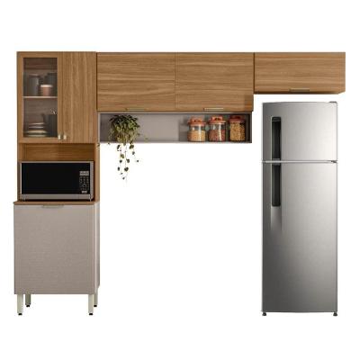 Armário De Cozinha Compacta 6 Portas 2 Nichos Alba Madeirado / Nude