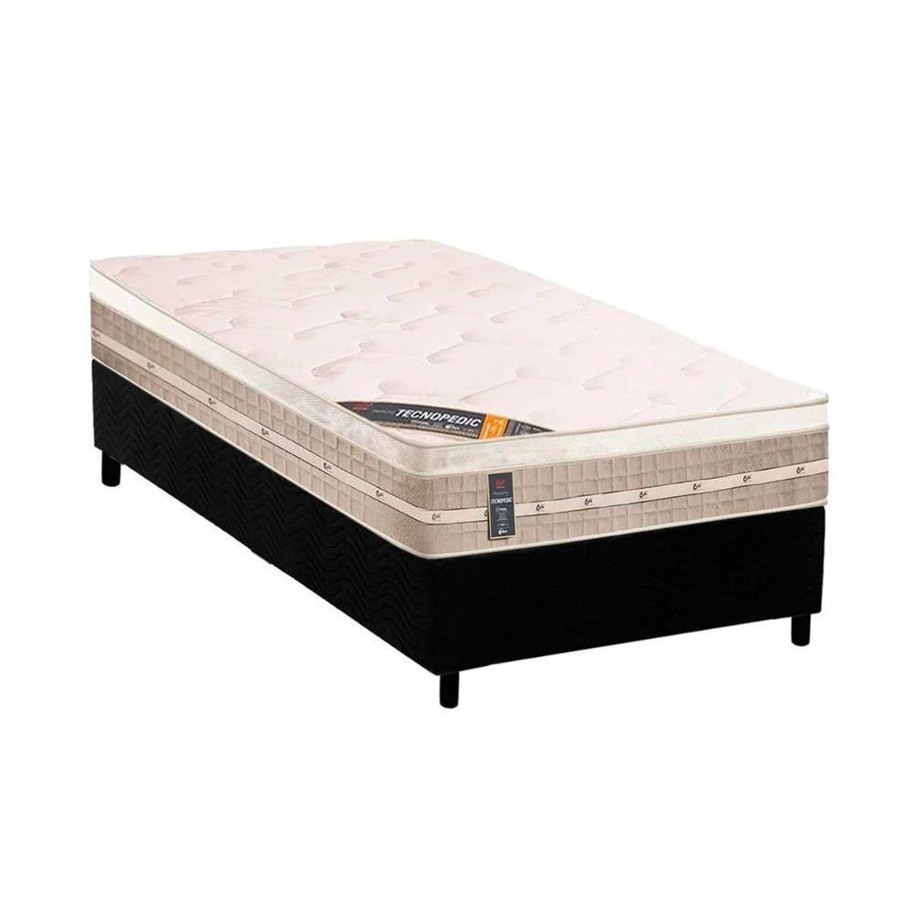 Cama Box Solteiro: Colchão Molas Bonnel Castor Tecnopedic Premium + Base CRC Suede Black(88x188) - 1