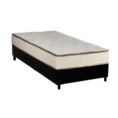 Cama Box Solteiro: Colchão Molas Bonnel Luckspuma Montreal Spring + Base CRC Suede Black(88x188)
