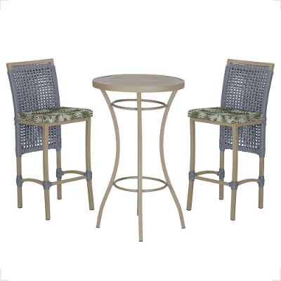 Mesa Bistrô 2 Banquetas Roma Corda Náutica Estofado 5 Trama Prata