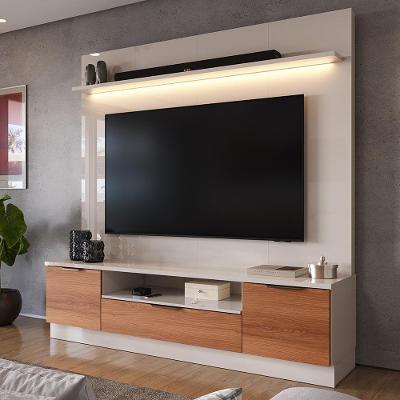 Estante Home Noble 1.8 Para Tv Até 75” Com Luz De Led Para Sala Off White/jequitiba Off White/jequitiba