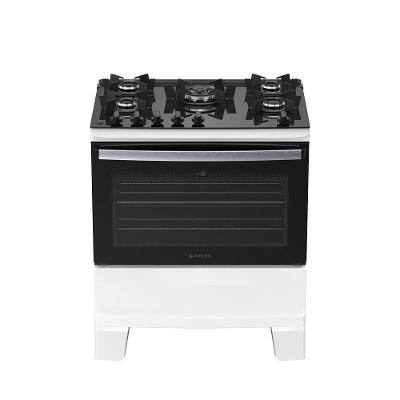 Fogão de Piso 5 Bocas Gás Atlas Agile Up Glass Mesa de Vidro Branco Bivolt