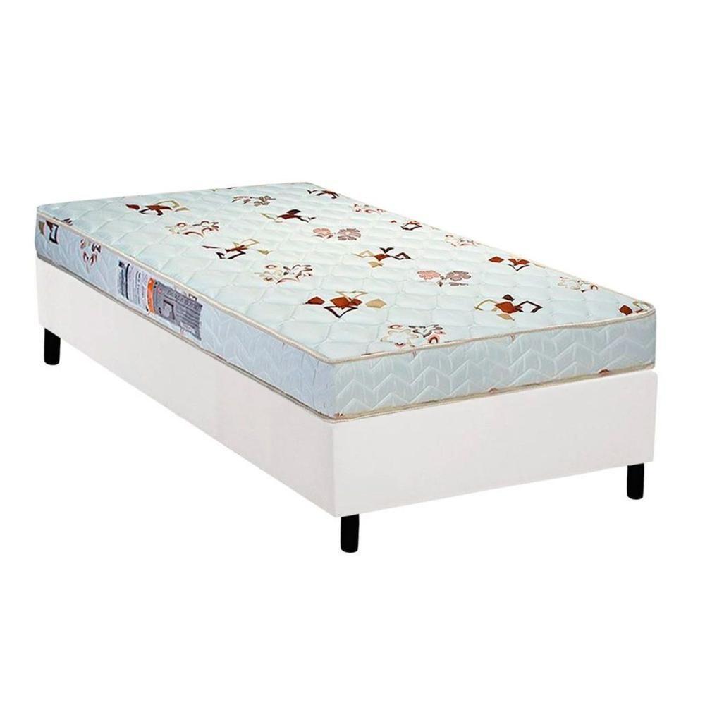 Cama Box Solteiro: Colchão Espuma Luckspuma Roland Garros Pro + Base CRC Courano White(88x188) - 1