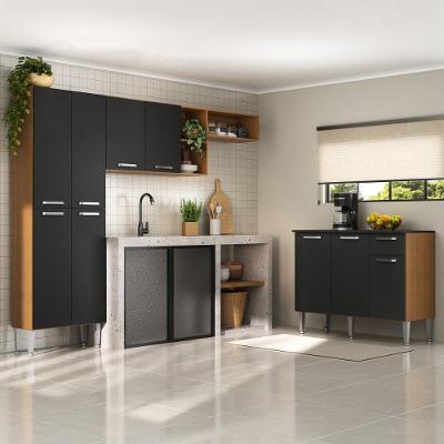 Armário de Cozinha Compacta Mp2302 9 Portas 1 Gaveta MDF 228 cm Madeirado Preto