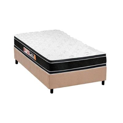 Cama Box Solteiro: Colchão Espuma D33 Castor Black e White Double Face + Base CRC Suede Clean(88x188)