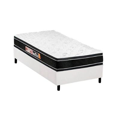 Cama Box Solteiro: Colchão Espuma D33 Castor Black e White Double Face + Base CRC Courano White(88x188)