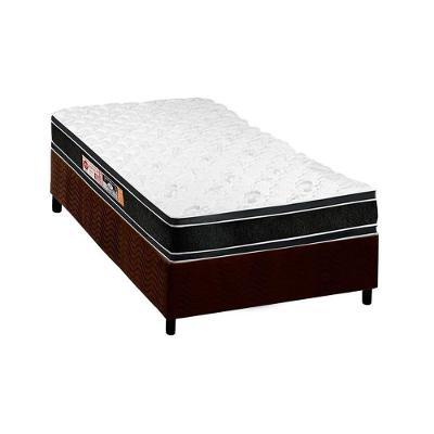 Cama Box Solteiro: Colchão Espuma D33 Castor Black e White Double Face + Base CRC Suede Brown(88x188)