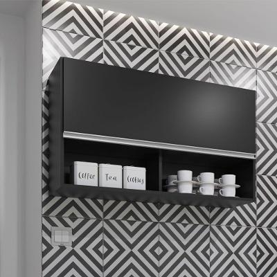 Armário Aéreo 100cm 3 Portas Laura - Ssx Multicoisas Preto