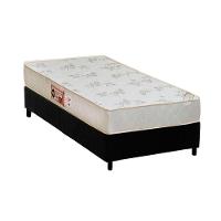 Cama Box Solteiro: Colchão Espuma Castor D33 Sleep Max Relax + Base Crc Suede Black(88X188) - 1