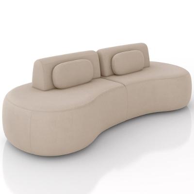 Sofá 3 Lugares Orgânico Para Sala Living 240cm Vasti M03 Veludo Bege - Lyam Decor