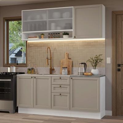 Armário De Cozinha Compacta 180 Cm Branco/crema Vik Madesa 03 Branco/crema