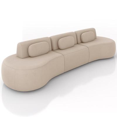 Sofá 5 Lugares Orgânico Para Sala Living 326cm Vasti M03 Veludo Bege - Lyam Decor
