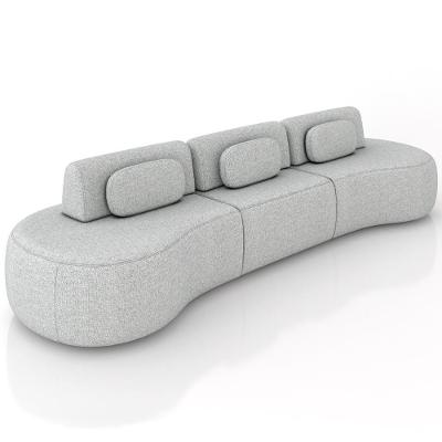Sofá 5 Lugares Orgânico Para Sala Living 366cm Vasti M03 Linho Cinza - Lyam Decor