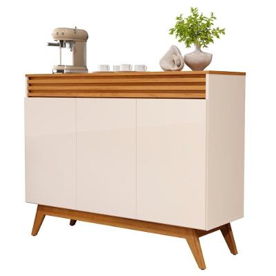 Aparador Buffet Florence Com Pés De Madeira Maciça Off White/nature Off White/nature