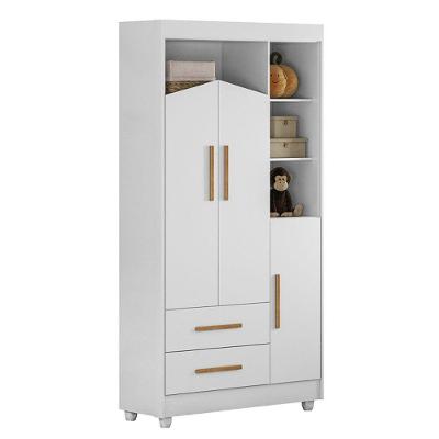 Guarda-roupa 3 Portas 2 Gavetas Duda Tigus Baby Branco/amadeirado/branco
