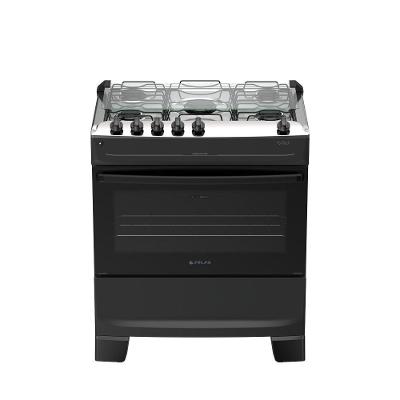Fogão de Piso 5 Bocas a Gás Atlas Mônaco Top Mesa Inox Automático Preto Bivolt