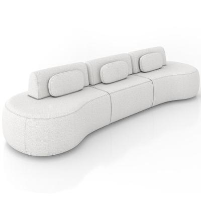 Sofá 5 Lugares Orgânico Para Sala Living 326cm Vasti M03 Bouclê Cru - Lyam Decor