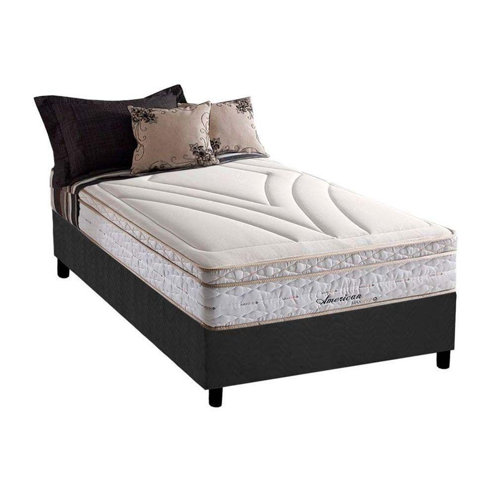 Cama Box Solteiro: Colchão Molas Herval Maxspring American + Base CRC Suede Gray(88x188) - 1