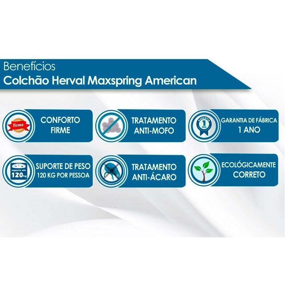 Cama Box Solteiro: Colchão Molas Herval Maxspring American + Base CRC Suede Gray(88x188) - 8