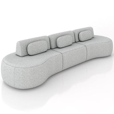 Sofá 5 Lugares Orgânico Para Sala Living 326cm Vasti M03 Linho Cinza - Lyam Decor