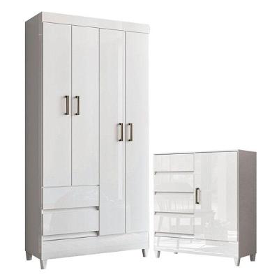 Guarda Roupa 4 Portas E Cômoda 1 Porta 4 Gavetas Fit