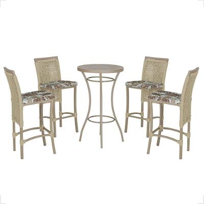 Mesa Bistrô E 4 Banquetas Roma Fendi Corda Estofado 6 Trama Rami