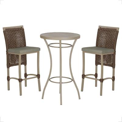 Mesa Bistrô E 2 Banquetas Roma Fendi Corda Estofado 7 Trama Marrom