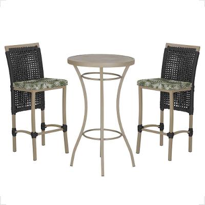 Mesa Bistrô 2 Banquetas Roma Corda Náutica Estofado 5 Trama Preto