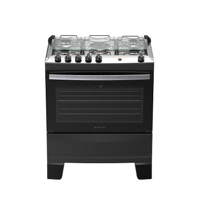 Fogão de Piso 5 Bocas a Gás Atlas Agile Up Mesa Inox Automático Preto Bivolt
