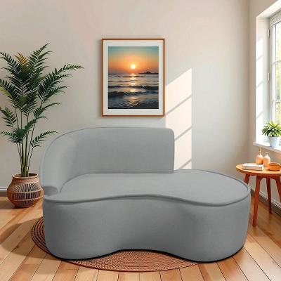 Divã Recamier Curvo Sala De Estar Recepção Marrocos 160cm Lado Direito Bouclé Cinza