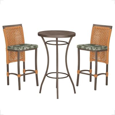Mesa Bistrô 2 Banquetas Roma Corda Náutica Estofado 5 Trama Terra Cota