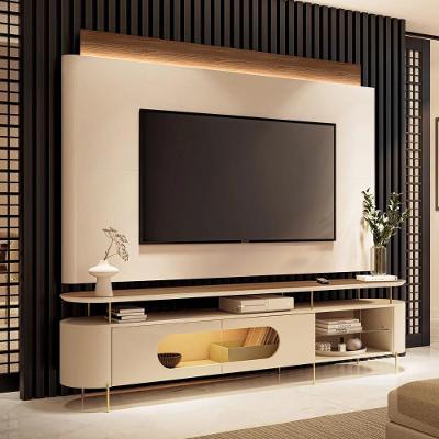 Painel Tv 85 Pol Nobre E Rack Bancada ária Off-castanho - Hb Móveis